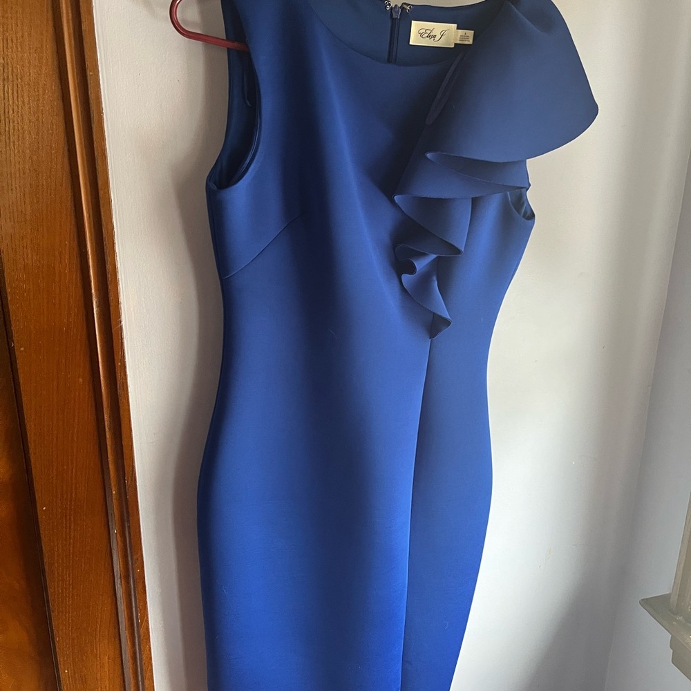 Eliza J Royal Blue Ruffle Midi Dress